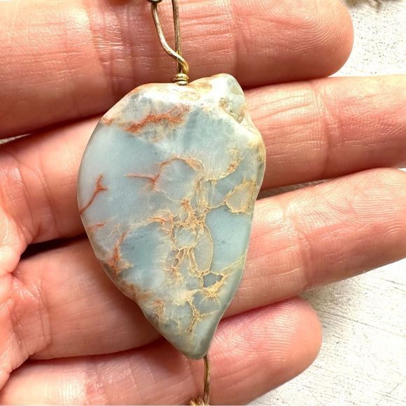 Long beaded Ethiopian cross chalcedony necklace - Picture 12 of 14